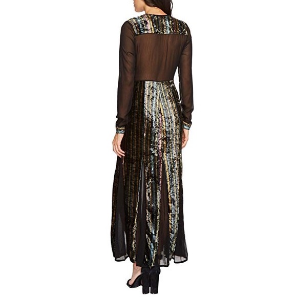 Romeo & Juliet Couture Velvet Chiffon Maxi Dress M - Picture 4 of 5